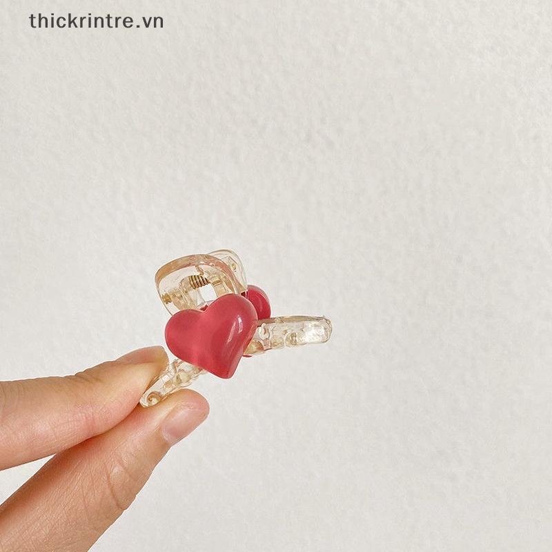 THI Hàn Quốc Ngọt Ngào Acrylic Trái Tim Vuốt Tóc Sang Trọng Nổ Bé Gái Nhỏ Lấy Kẹp Tóc Mũ Đội Đầu Phụ Kiện Tóc VN
