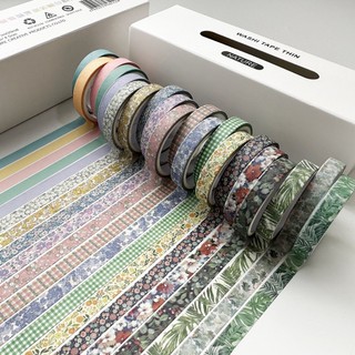 Hộp Băng Keo washi Mỏng 7mm * 3M Phong Cách vintage Dùng Trang Trí Sổ Tay