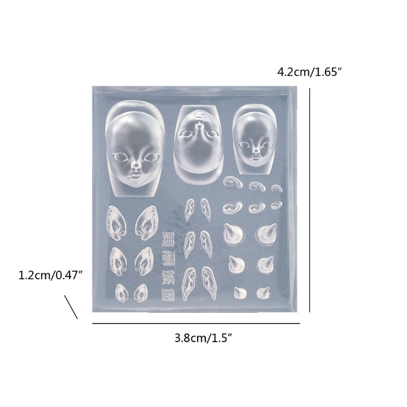 Li Silicone Móng Tay Khắc Khuôn Quỷ Sừng DIY Dập Stencils Dụng Cụ Làm Móng Tay