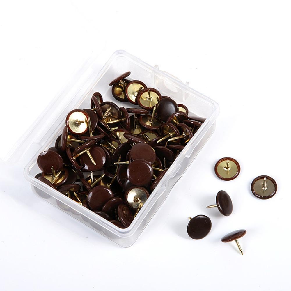 ITRUMPET 100 Cái Tacks, Bảng thông báo vẽ bản tin Chân đẩy tròn, Đồ dùng văn phòng Màu kim loại Đầu tròn Tacks Point Cork Board Tacks
