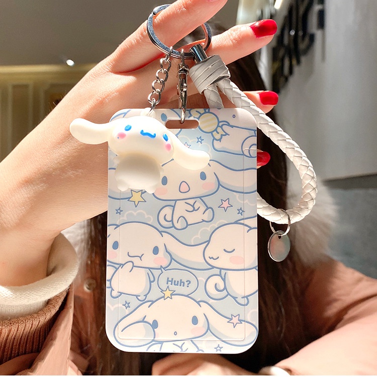 Siêu rẻ - Hộp đựng thẻ Cinnamoroll, thẻ bữa ăn sinh viên, thẻ ID sinh viên, hộp đựng thẻ tàu điện ngầm xe buýt, dây buộc phong cách Cinnamoroll dễ thương