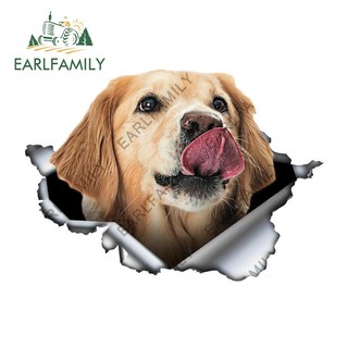 EARLFAMILY 13cm x 8.8cm Sáng Golden Retriever Miếng Dán Xe Ô Tô Torn Kim Loại Decal Dán Phản Quang Chống Thấm Nước Kiểu Dáng Xe Trang Trí