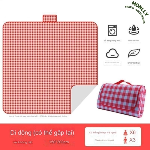 Thảm Cắm Trại Dã Ngoại, Thảm Picnic Dày Dặn Chống Thấm Nước Tốt-Monlly