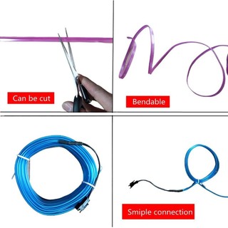 AWNGD 1 Cáp Dây Phát Sáng EL, Quần Áo Tiệc Khiêu Vũ Giáng Sinh Trang Trí Đèn Ô Tô Dạ Quang, Trang Phục DIY Chống Thấm Nước 1 Mét LED Neon Dải Băng