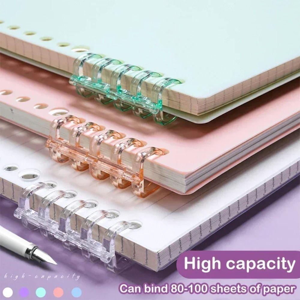 Thfeng 4 Máy tính xách tay lá rời DIY, Bìa sách lá rời trong suốt A4 A5 B5, Chất kết dính PP Vòng xoắn ốc Đồ dùng học tập văn phòng đầy màu sắc