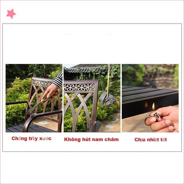 Bộ bàn ghế sân vườn ngoài trời HCN Bộ bàn ghế ban công ngoài trời nhôm đúc Bàn ghế ngoài trời - HP01