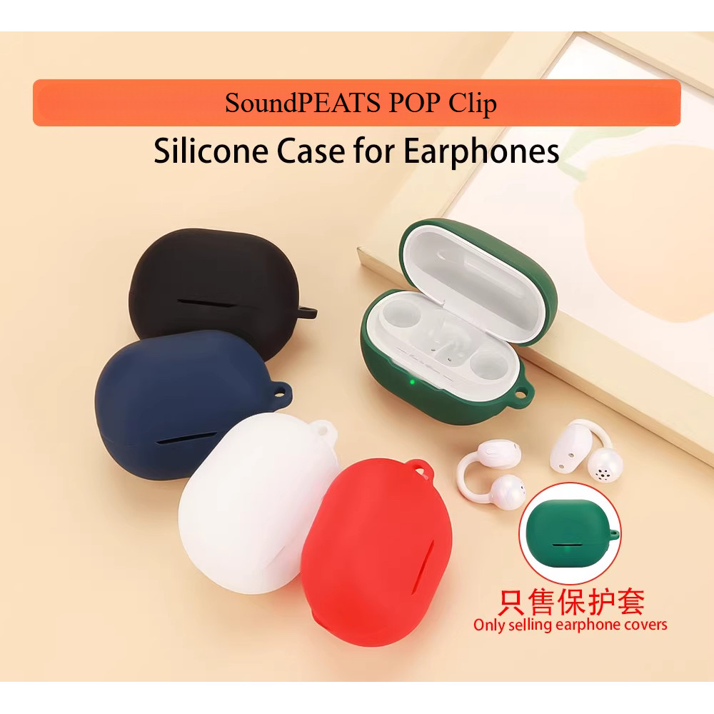Cho SoundPEATS Pop Clip Tai Nghe Vỏ Silicon Màu Trơn Full coverage Tai Nghe Vỏ Bảo Vệ Tai Nghe Chống Sốc Tay Mềm Có Móc