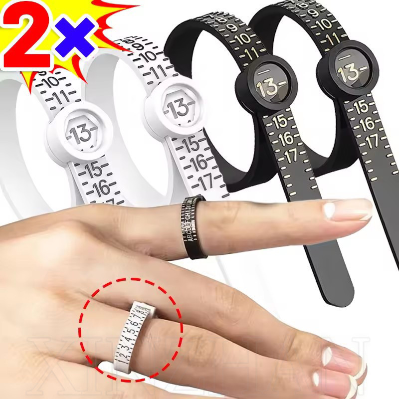 Thước đo vòng tự làm với kính lúp - Kích thước EU / UK / US - Bền bỉ, Di động - Dụng cụ định cỡ vòng cuộn ngón tay - Để đo phụ kiện trang sức