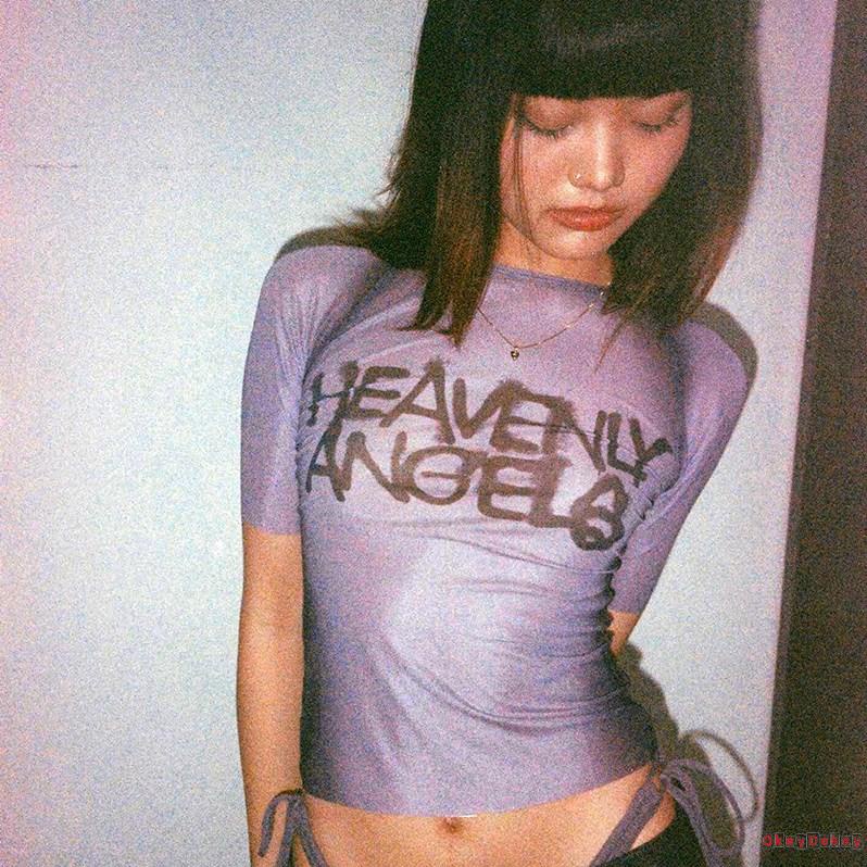 Áo Croptop Tay Ngắn Cổ Thuyền In Chữ Phối Lưới Thời Trang Cho Nữ