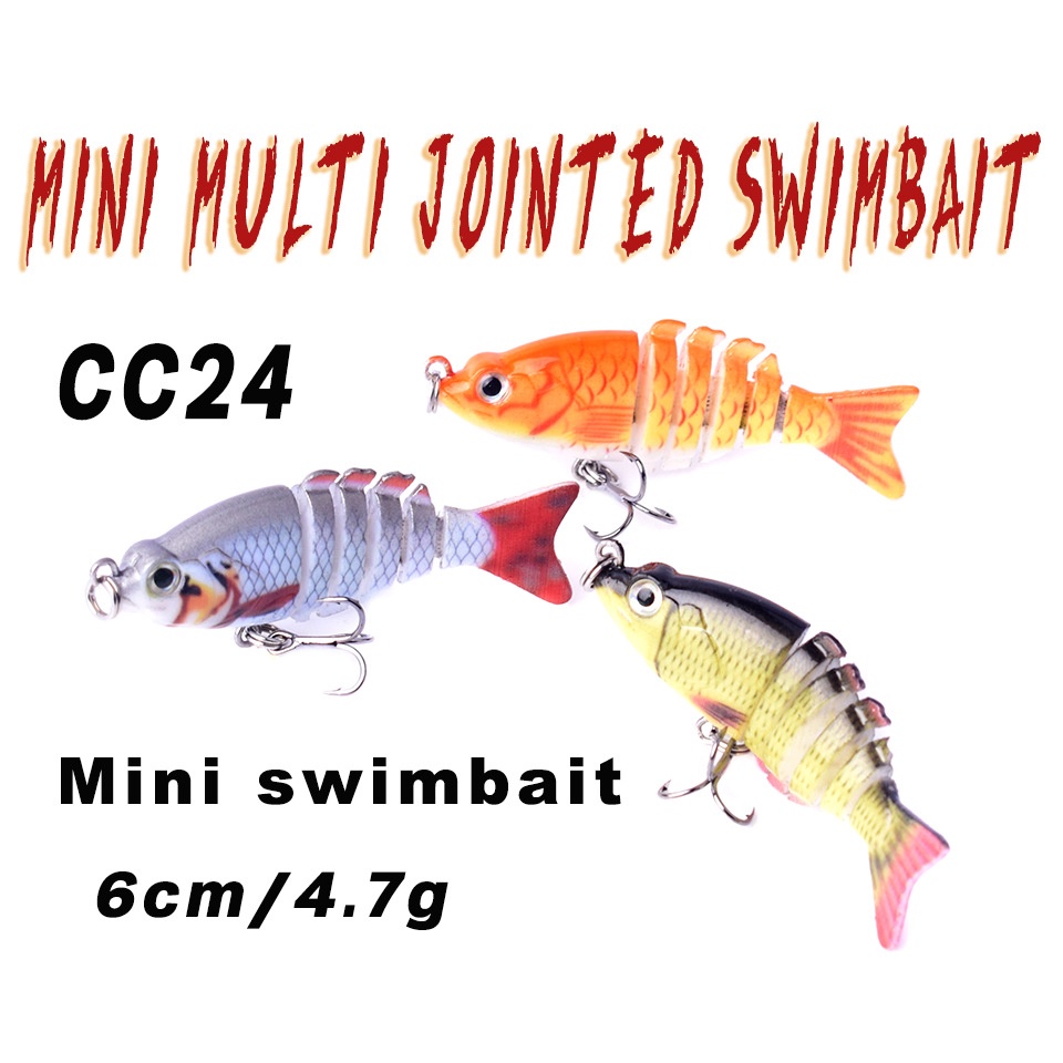 6cm 4.7g Mini Mồi Câu Cá Swimbait Nhiều Phân Đoạn Khớp Đánh chìm Crankbait Lặn Mồi umpan Pancing Gewang Bass Killer Bionic Giả Cá Giải Quyết