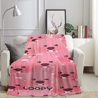 Zanmang Loopy chăn flannel hồng dễ thương, in một mặt, điều hòa không khí, quà tặng cho gia đình và bạn bè