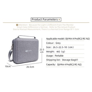 Dành cho túi đựng Dji mini 4 pro, túi đeo vai, túi đựng máy bay không người lái Dji mini 4 pro, điều khiển từ xa RC2 / RC-N1 di động và chống áp lực