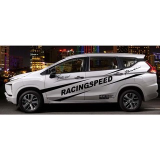 Tem 2 bên Sườn Xe Ô tô Xpander, Team Decal Oto Đen RacingSpeed, tặng kèm tem nắp bình xăng hoặc tem chữ kí theo yêu cầu