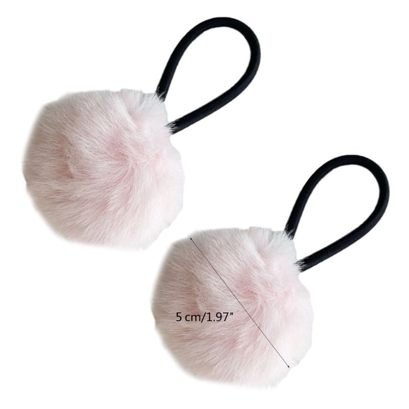Coo 2 Chiếc Dễ Thương Pompoms Dây Buộc Tóc Cho Nữ Đuôi Ngựa Giá Đỡ Dễ Thương Scrunchies Nhiều Màu Sắc Lông Tóc Dây Buộc Tóc