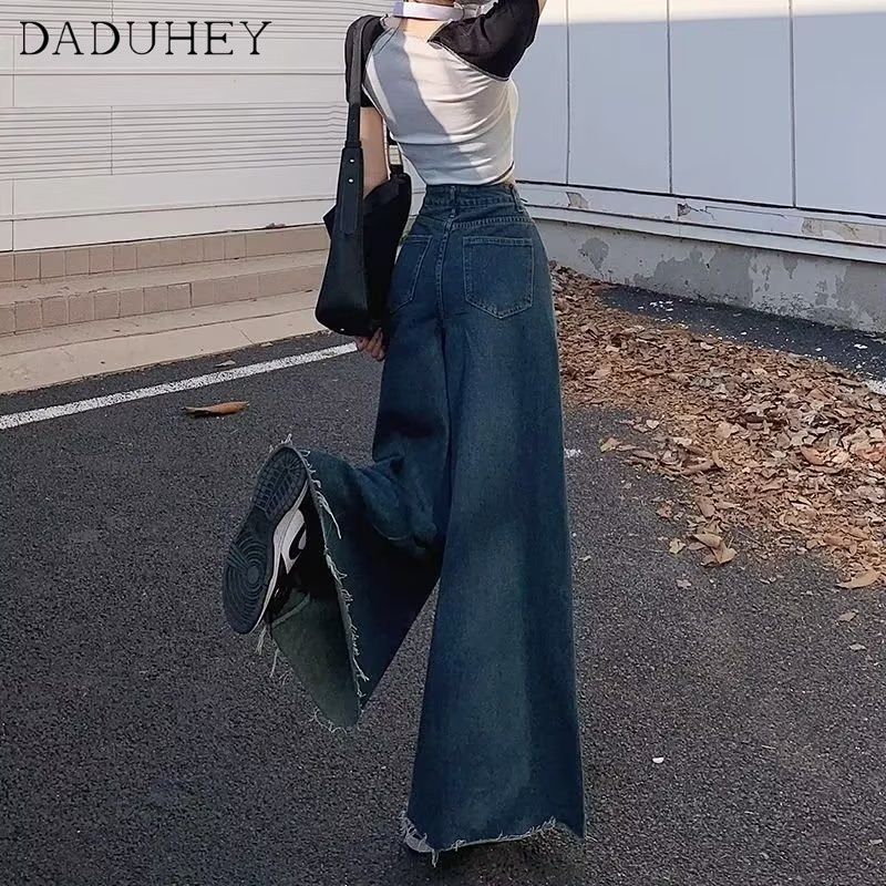 Ảnh Quần jean DADUHEY ống rộng cạp cao phong cách đường phố Mỹ cổ điển cao cấp plus size 2
