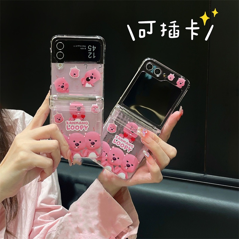Dễ Thương Ốp Điện Thoại pc Cứng Trong Suốt Chống Sốc Dạng Ví Hình Gấu Cho samsung galaxy z flip 5 z flip 4 z flip 3 5g flip3 flip4 flip5