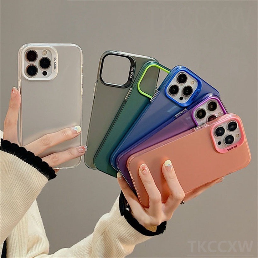 Sang Trọng Ốp Điện Thoại Silicon Chống Sốc Cạnh Vuông Màu Kẹo Cho iphone 13 pro max 12 pro max