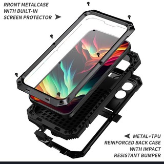 [R-JUST] Heavy Duty Aluminum Metal Shockproof 360 Case Cover for iPhone 15 ProMax 14 Plus 14 Pro Max for Samsung S23 Ultra