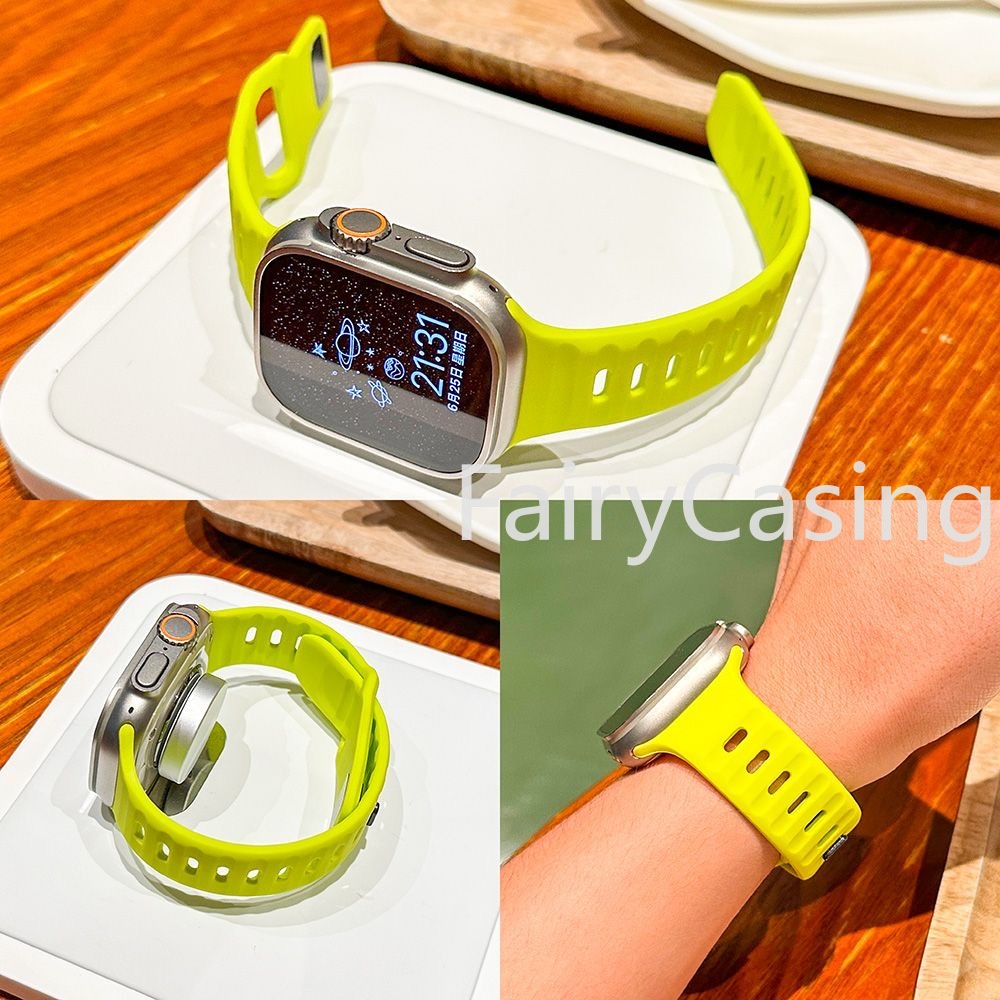 Silicone Dây Đeo Đồng Hồ Bằng Silicon Kích Thước 9 41mm 45mm ultra 2 49mm 44mm 40mm 38 42mm Cho iwatch series 9 8 7 6 se 5 4