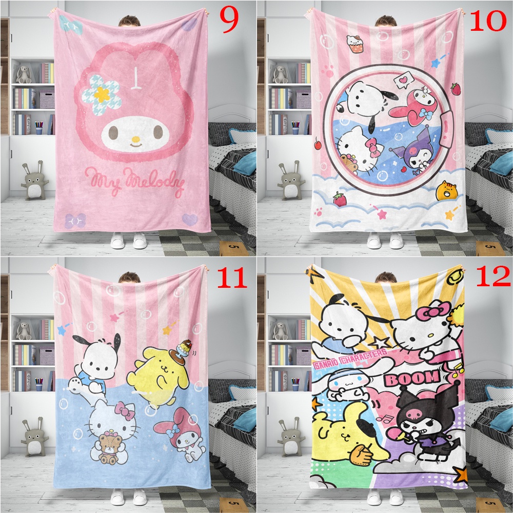 Sanrio Chăn flannel In Họa Tiết Hoạt Hình Đáng Yêu Dành Cho Người Lớn