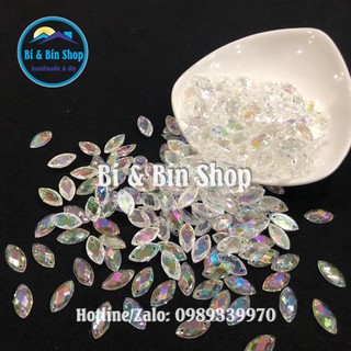 Đá Kết Lá Me Trắng Cừ Đính Kết Trang Phục Thời Trang, Làm Vương Miện, Phụ Kiện Handmade