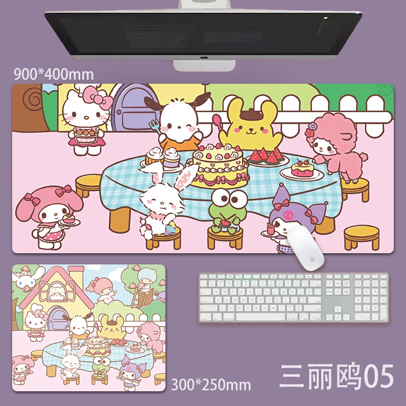 Sanrio Hoạt Hình Lớn Miếng Lót Chuột Dễ Thương Cinnamoroll Kuromi Anime Chống Trơn Trượt Miếng Lót Bàn Laptop Bàn Phím Thảm