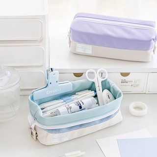 Túi Đựng Bút Bằng Vải canvas Sức Chứa Lớn Màu Trơn Dễ Thương Đa Năng