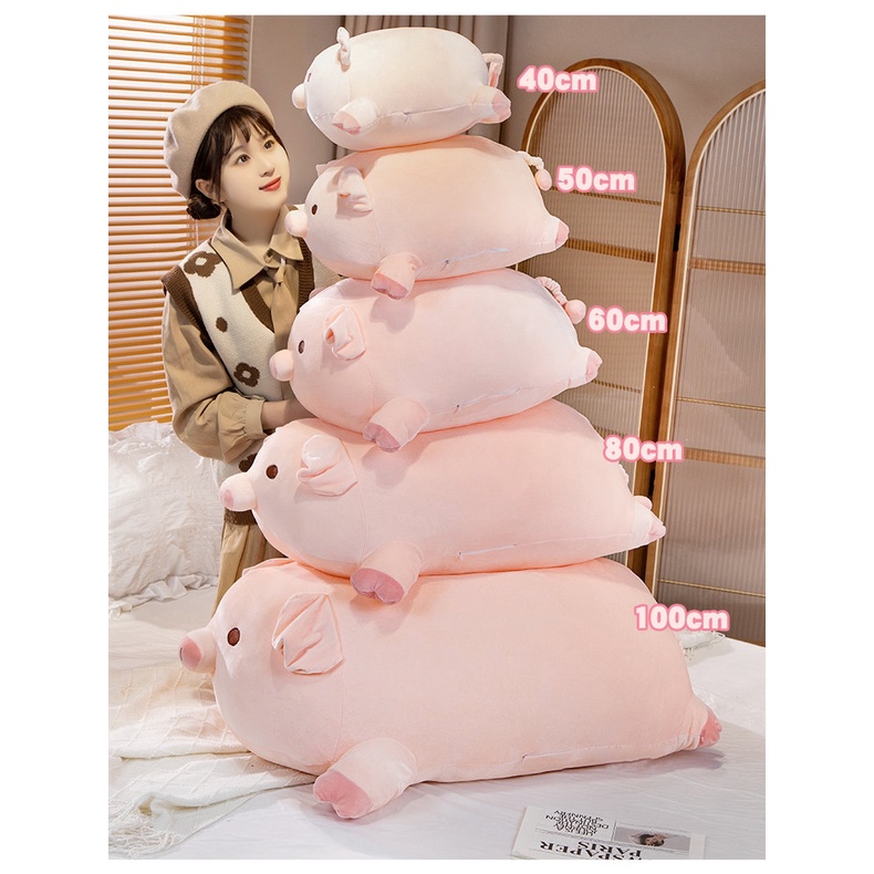 Thú Nhồi Bông Hình Heo Hồng Cỡ Lớn Dễ Thương Cho Bé