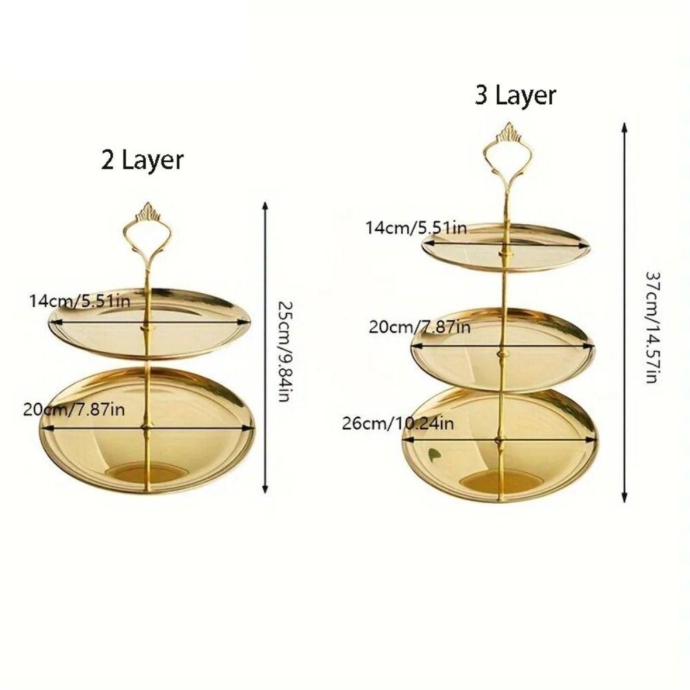 Giá đỡ trái cây bằng thép không gỉ DARON, Khay đựng bánh tráng miệng dễ sử dụng bằng thép không gỉ, kiểu dáng không dễ bị biến dạng 2 / 3 lớp có tay cầm Hộp trưng bày món tráng miệng Tiệc sinh nhật