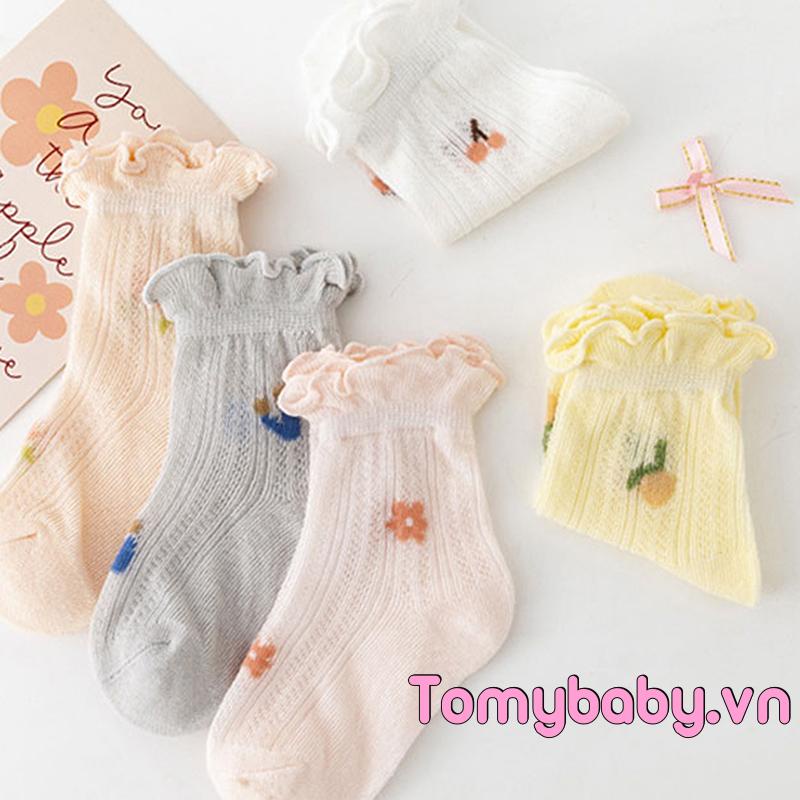 Vớ Cotton Mềm Mỏng Phối Lưới Thời Trang Mùa Hè Cho Bé Gái Sơ Sinh