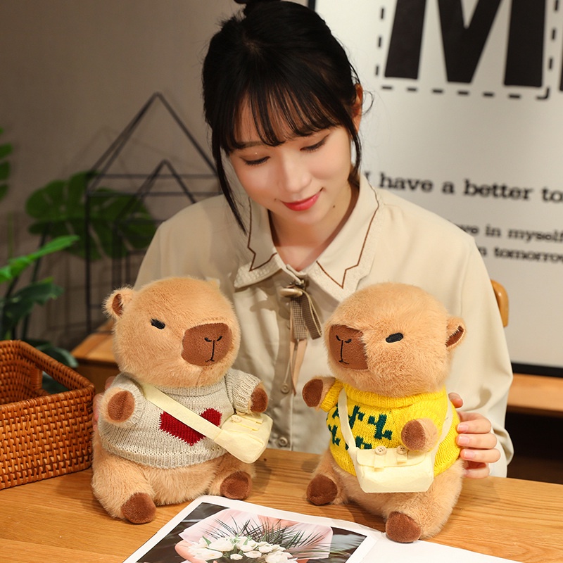 Rytanda Capybara Plush Toy Đồ chơi nhồi bông búp bê Capybara mặc đồ dễ thương làm quà tặng sinh nhật trang trí phòng ngủ
