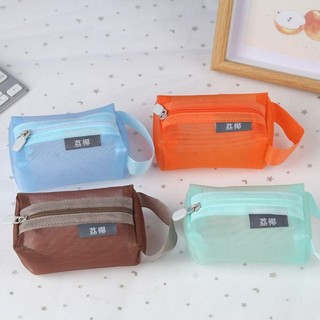 Túi đựng mỹ phẩm lưới vuông MEGOCE, Ví đựng tiền xu có dây kéo Mini nhẹ thoáng khí, Túi giặt Mini dung tích lớn Văn phòng phẩm