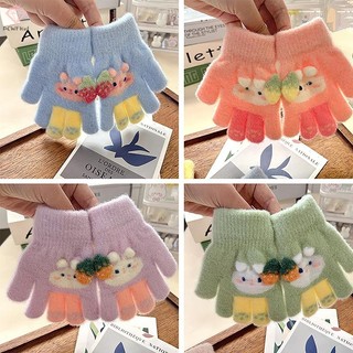 [Pcwkkef] 1 Cặp Găng Tay Dệt Kim Sang Trọng Hoạt Hình Dễ Thương Cho Trẻ Em Mùa Đông Ngoài Trời Ấm Áp Dày Chống Gió Găng Tay Cho Bé 1-5 Tuổi Găng Tay Full Ngón Mới