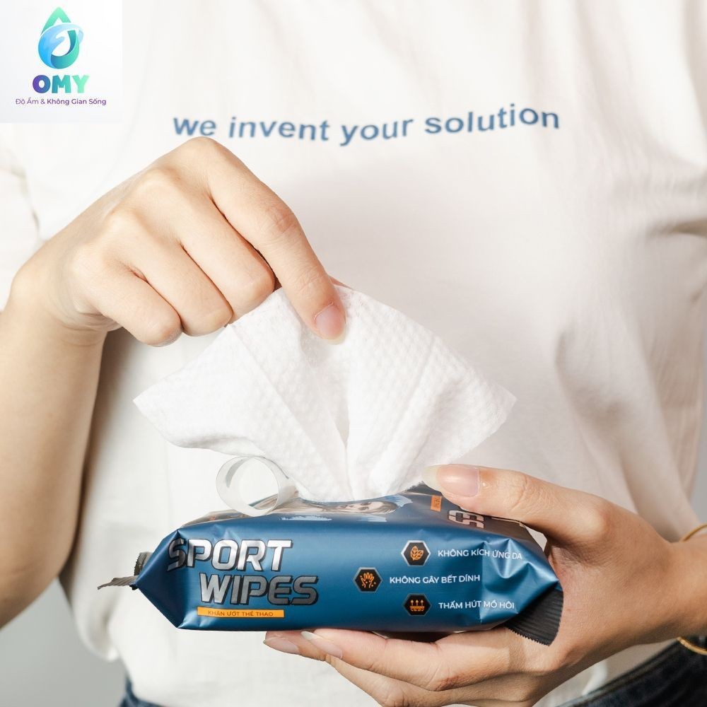 Gói khăn giấy ướt làm mát nhanh diệt khuẩn Sport EcoWipes gói 25 tờ hương bạc hà mát lạnh tỉnh táo