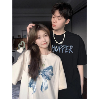 HIIXIIVI Áo thun unisex cotton tay ngắn, cổ tròn, in độc đáo, form baggy rộng