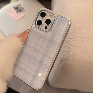 [Sheren] Vỏ điện thoại Apple kẻ sọc xanh phong cách Hàn Quốc Thích hợp cho i16 15 14 13 pro max Vỏ bảo vệ chống sốc