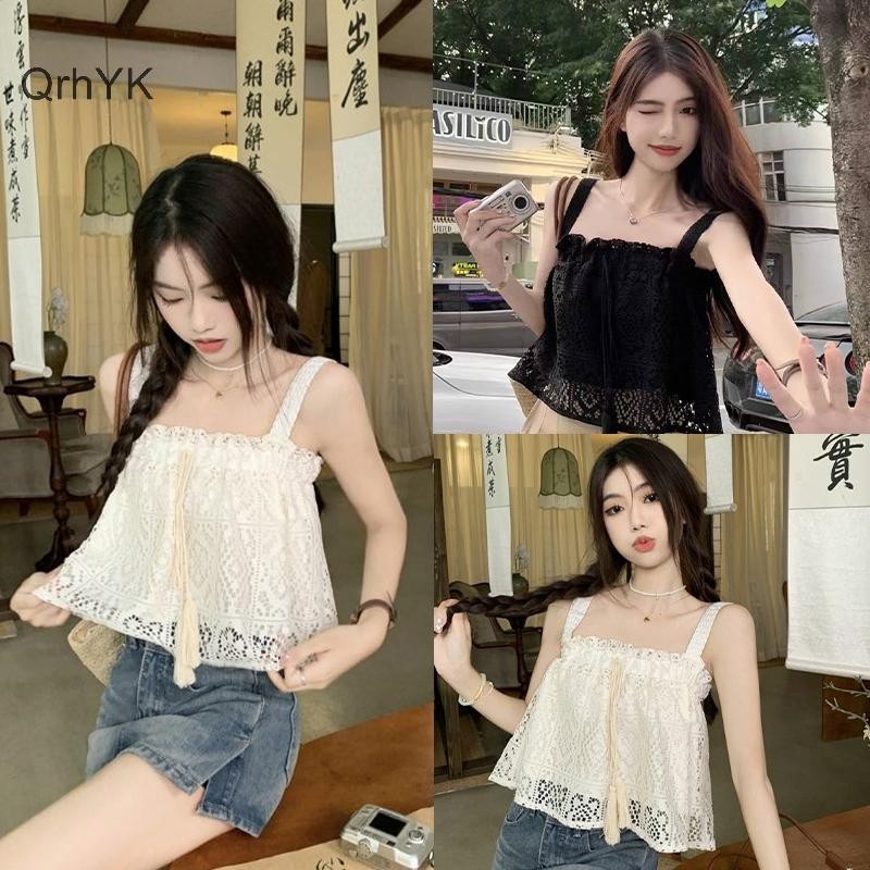 Nhà Máy Thời Trang Mùa Hè Rỗng sel Dệt Kim Camisole Nữ Màu Trơn Không Tay Rời Tank Top QrhYK