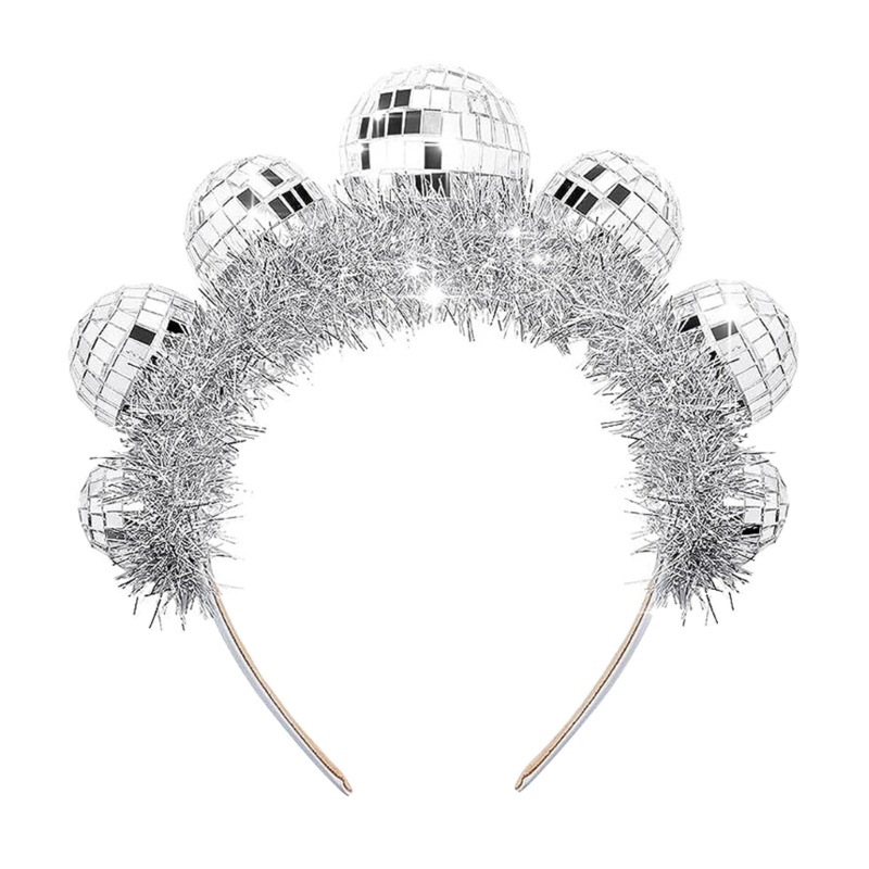 Dasbsug Nữ 70s Đảng Băng Đô Disco Bóng Headhoop Vintage Mũ Phụ Kiện Đầu