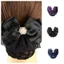 DELMER Bun Snood, Ngọc Trai Phong Cách Hàn Quốc Nơ Lò Xo Kẹp, Vintage Ruy Băng Kim Cương Giả Phụ Kiện Tóc Lưới Bao Ngân Hàng