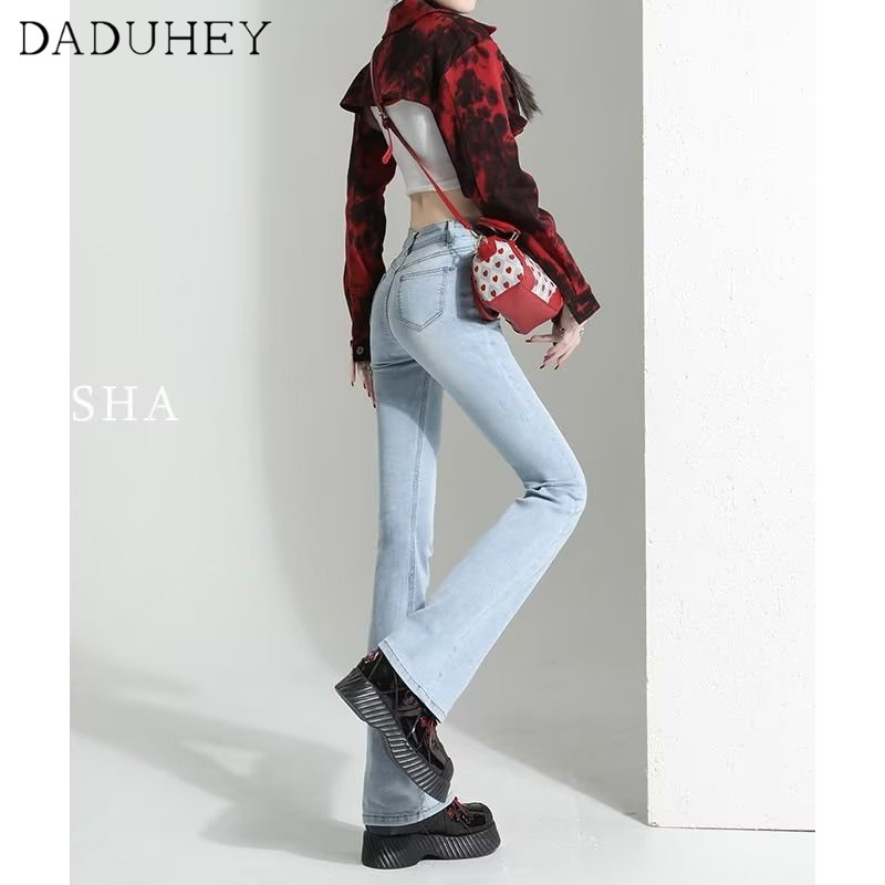 Ảnh Quần jeans DADUHEY ống loe lưng cao phong cách đường phố Mỹ thời trang 4