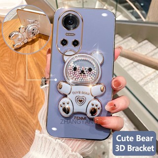 ốp lưng oppo reno 10 reno 10 pro Ốp Điện Thoại tpu Dẻo Mạ Màu 3D In Hình Gấu Nhỏ Đáng Yêu Có Giá Đỡ Cho oppo reno 10 reno 10 pro