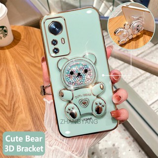 ốp lưng xiaomi 12 12 lite 12t 12t pro Ốp Điện Thoại tpu Dẻo Mạ Màu 3d In Hình Gấu Nhỏ Đáng Yêu Có Giá Đỡ Cho xiaomi 12 12 lite 12t 12t pro