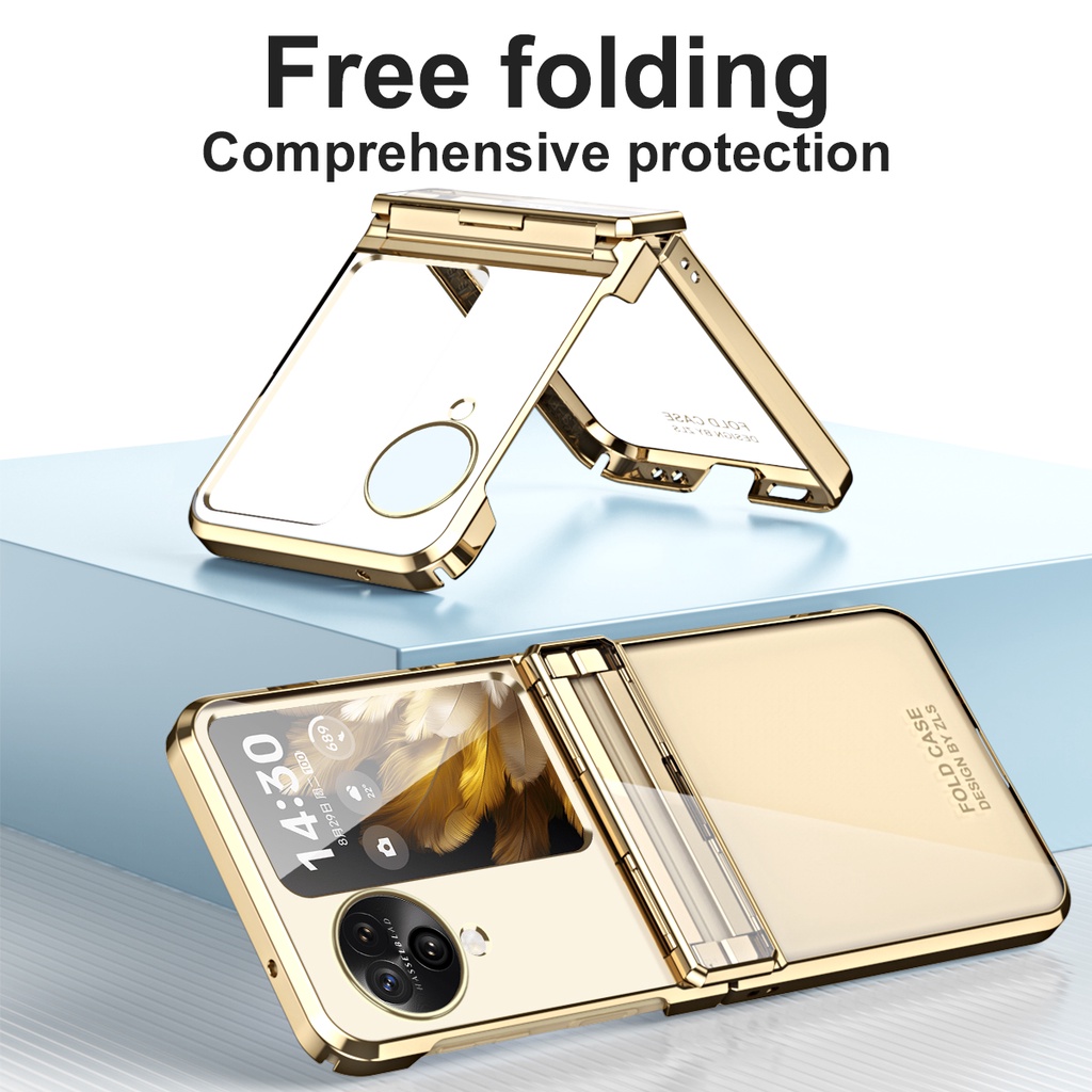 Bao Da Điện Thoại Nắp Lật Trong Suốt Mạ Điện Chống Rơi Cho oppo find n3 flip 5g n3flip Findn3 Ốp