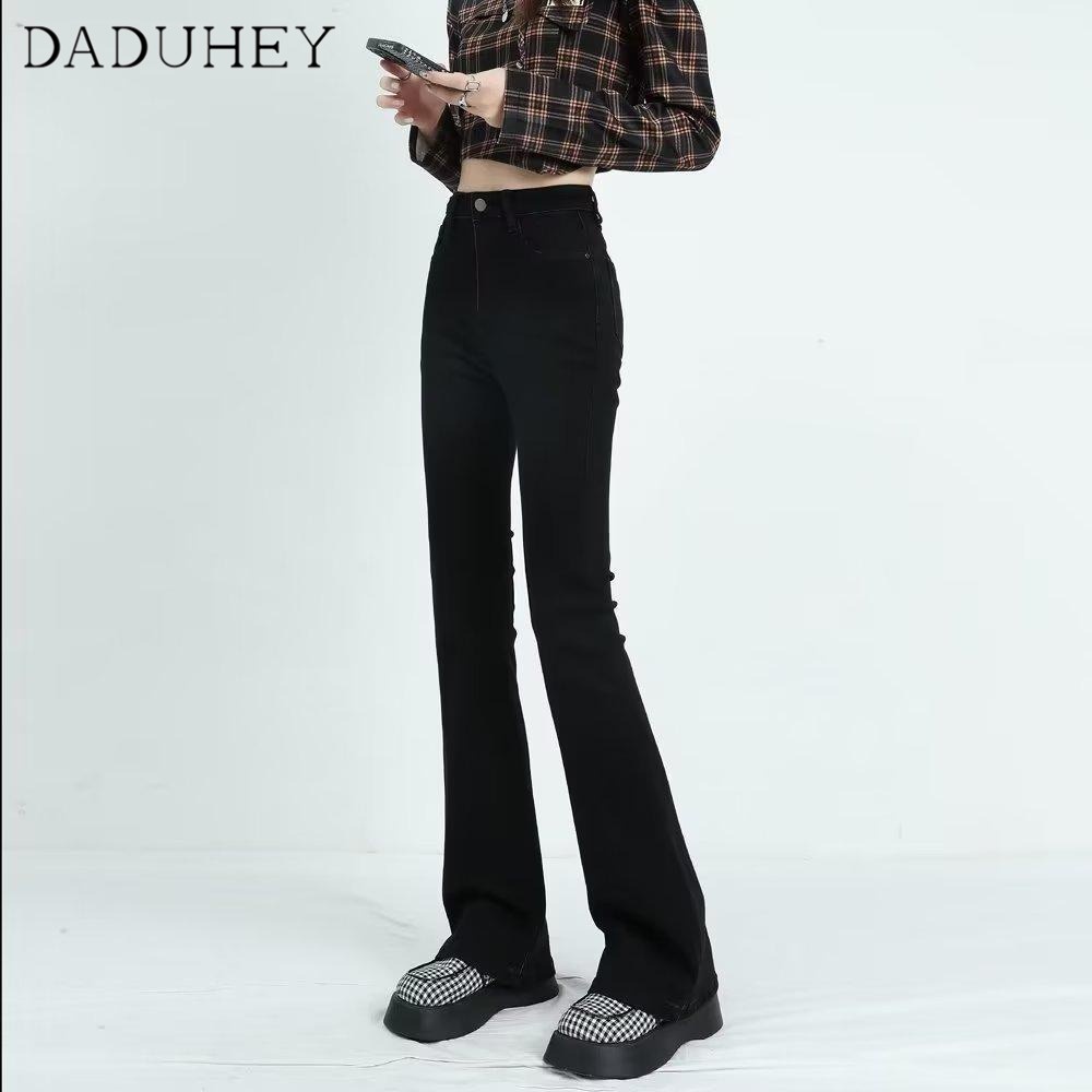 Ảnh DaDuHey New American Ins High Street Retro Stretch Micro-flare Jeans Niche High Waist Wide Leg Pants Trousers 3