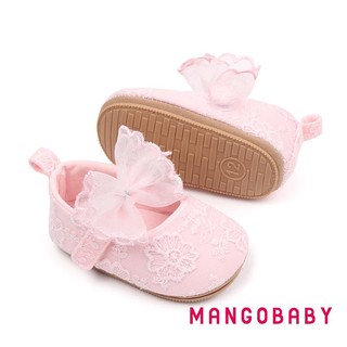 Mg-baby Bé Gái Giày Công Chúa Nơ Mềm Hoa Chống Trơn Trượt Đáy Tập Đi Đầu Tiên Giày Tập Đi