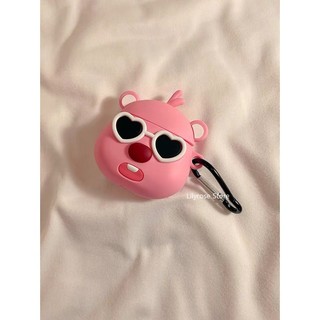 Ốp Lưng Thỏ Màu Hồng Silicon Cho AirPods Pro 1 2 3 Apple Earpod Bảo Vệ Vỏ Mềm Kính Mát Loopy Có Móc