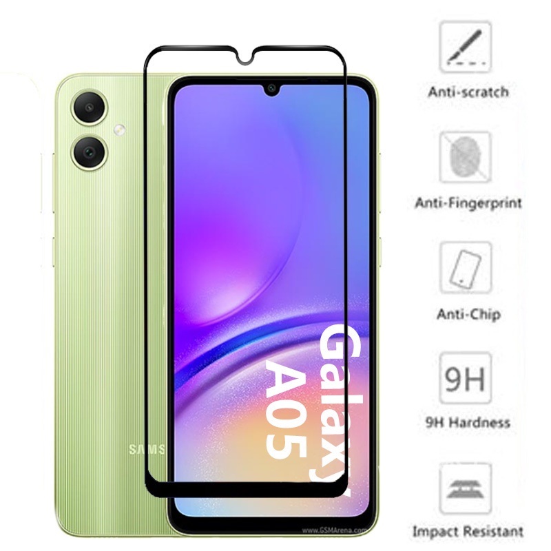 3 trong 1 Samsung Galaxy A05 Bảo Vệ Màn Hình Cho Samsung A 05 A0 5 A05S A04 A04E A04S A14 A54 A34 Full Cover Kính Cường Lực Mặt Trước Mặt Sau Bảo Vệ Ống Kính