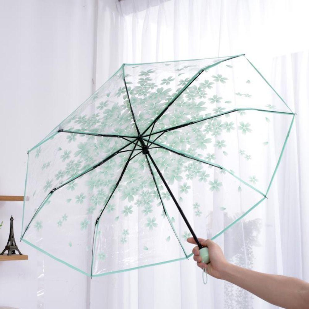 SENRTY Cherry Blossom Dù Trong Suốt, Ô Gấp Ngộ nghĩnh Chống Thấm Nước, Phim Hoạt Hình Dày Chống Gió Dễ Thương Bằng Tay Ô Sinh Viên