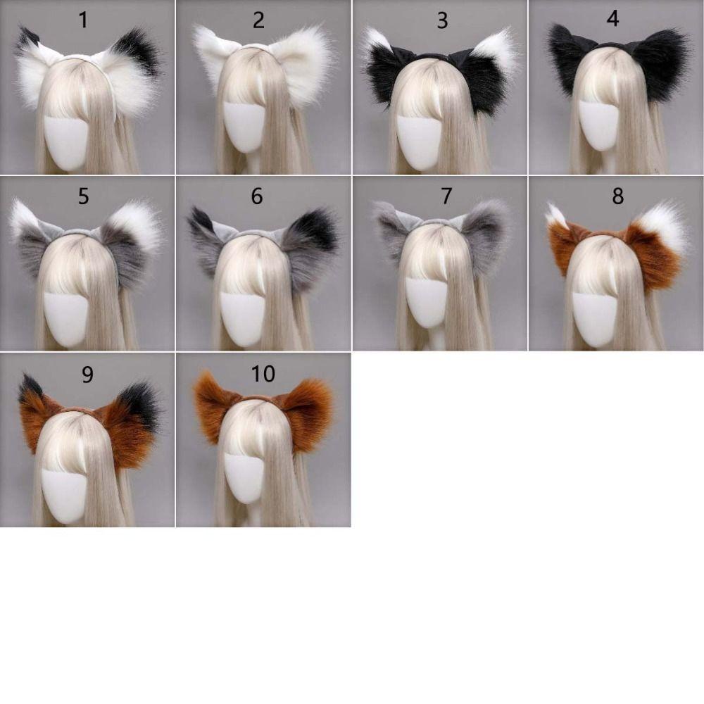 TRACEILLOIAN Sang Trọng Tai Mèo, Băng Đô Tai Động Vật Dễ Thương Mũ, Tai Sói Nhân Tạo Gothic Giả Cosplay Phụ Kiện Tóc Halloween