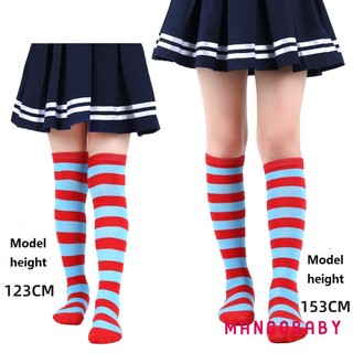 Mg-kids Cho Bé Tất Sọc Giáng Sinh Mềm Mại Thoáng Khí Dễ Thương Nai Sừng Tấm Búp Bê Trên Đầu Gối Tất Co Giãn Cho Bé